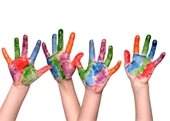 kids painted hands