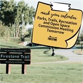 Parks, Trails, Recreation and Open Space Commission Meeting Tomorrow