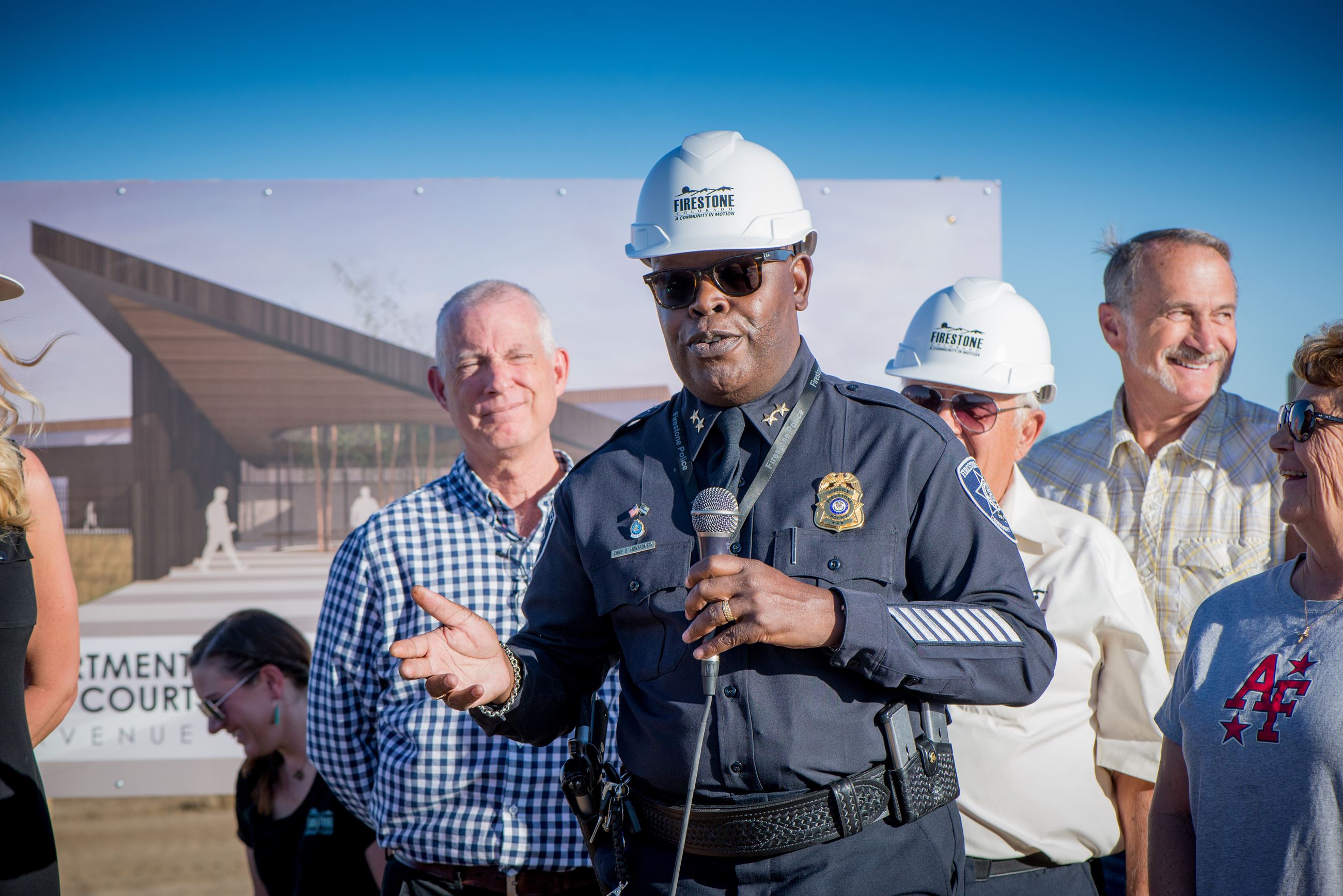 Firestone PD Groundbreaking pic of Chief David L. Montgomery